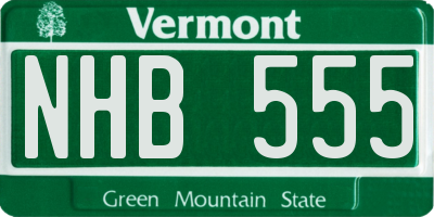 VT license plate NHB555