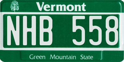 VT license plate NHB558