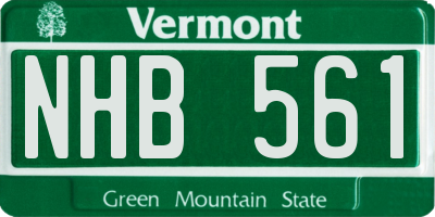 VT license plate NHB561