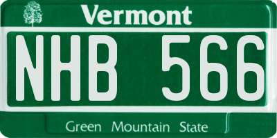 VT license plate NHB566