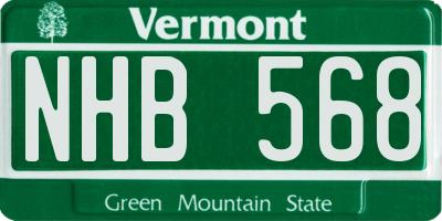 VT license plate NHB568