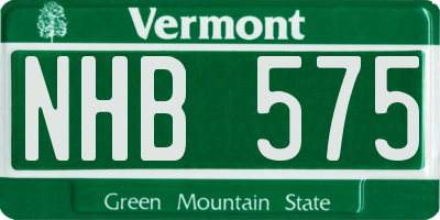 VT license plate NHB575