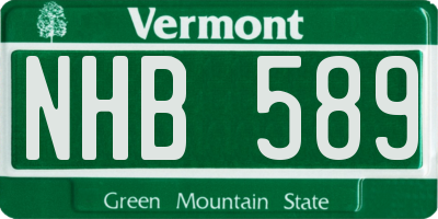 VT license plate NHB589
