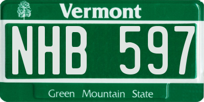 VT license plate NHB597