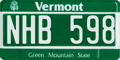 VT license plate NHB598