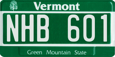 VT license plate NHB601