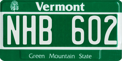 VT license plate NHB602