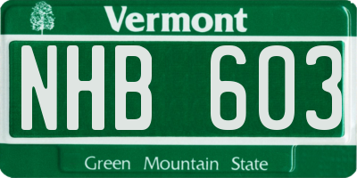 VT license plate NHB603