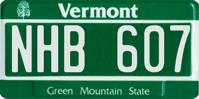 VT license plate NHB607