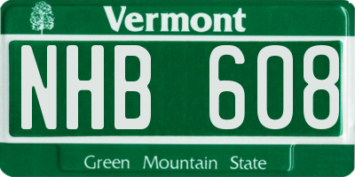 VT license plate NHB608