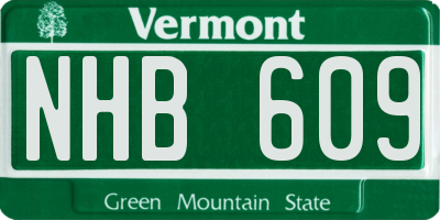 VT license plate NHB609