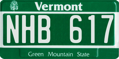 VT license plate NHB617