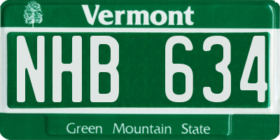VT license plate NHB634
