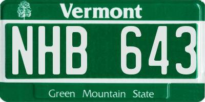VT license plate NHB643