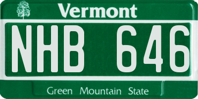 VT license plate NHB646