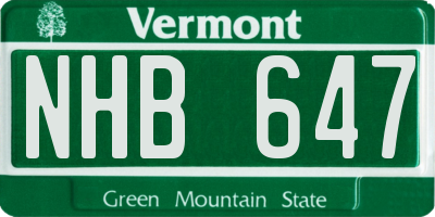 VT license plate NHB647