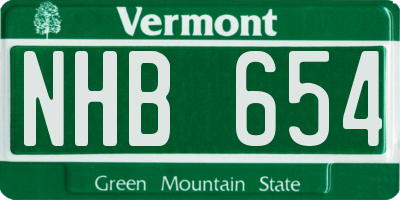 VT license plate NHB654