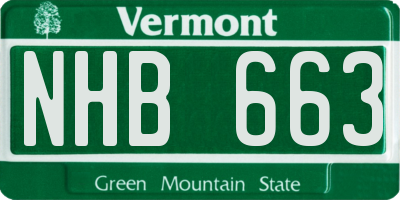 VT license plate NHB663