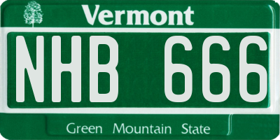 VT license plate NHB666