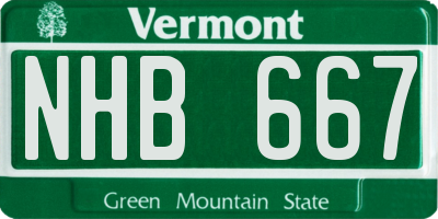 VT license plate NHB667