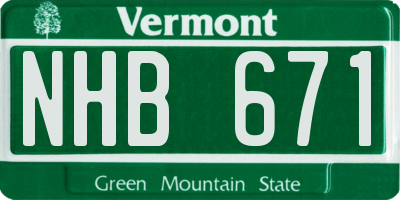 VT license plate NHB671