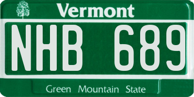 VT license plate NHB689
