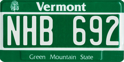 VT license plate NHB692