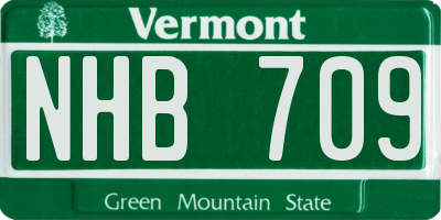 VT license plate NHB709