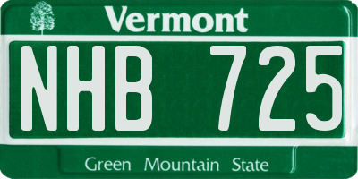 VT license plate NHB725
