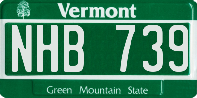 VT license plate NHB739