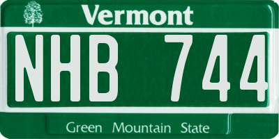 VT license plate NHB744
