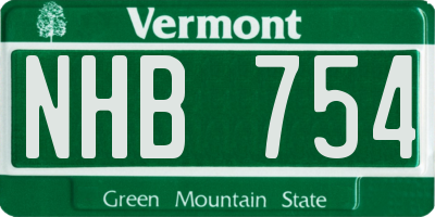 VT license plate NHB754