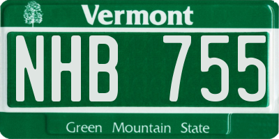 VT license plate NHB755