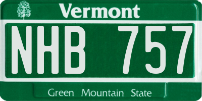 VT license plate NHB757
