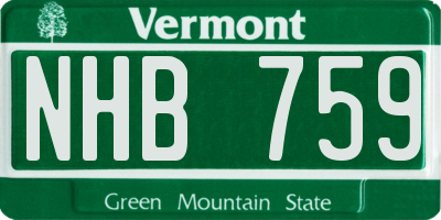 VT license plate NHB759