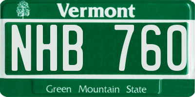 VT license plate NHB760