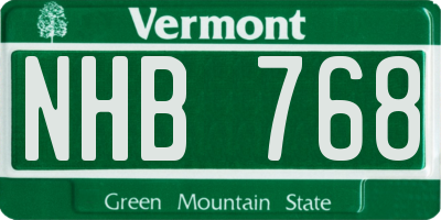 VT license plate NHB768
