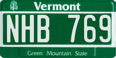 VT license plate NHB769