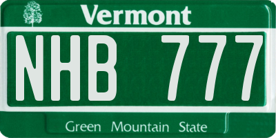 VT license plate NHB777