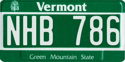 VT license plate NHB786