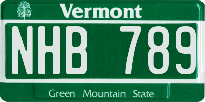 VT license plate NHB789