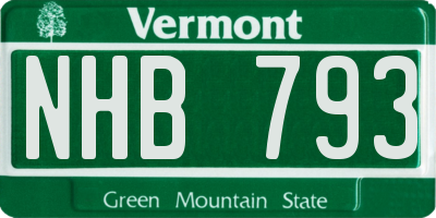 VT license plate NHB793