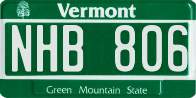 VT license plate NHB806
