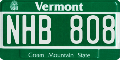 VT license plate NHB808