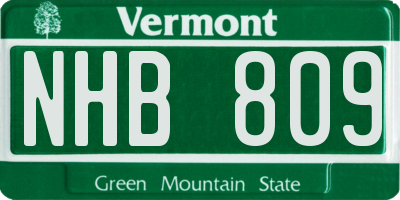VT license plate NHB809