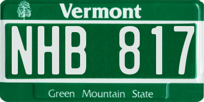 VT license plate NHB817