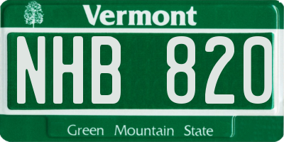 VT license plate NHB820
