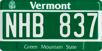 VT license plate NHB837