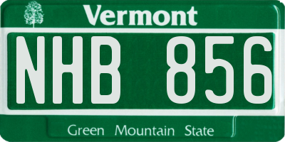 VT license plate NHB856
