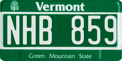 VT license plate NHB859